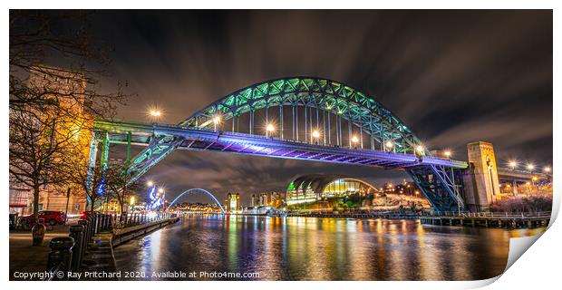 Tyne Bridge at Night Print by Ray Pritchard