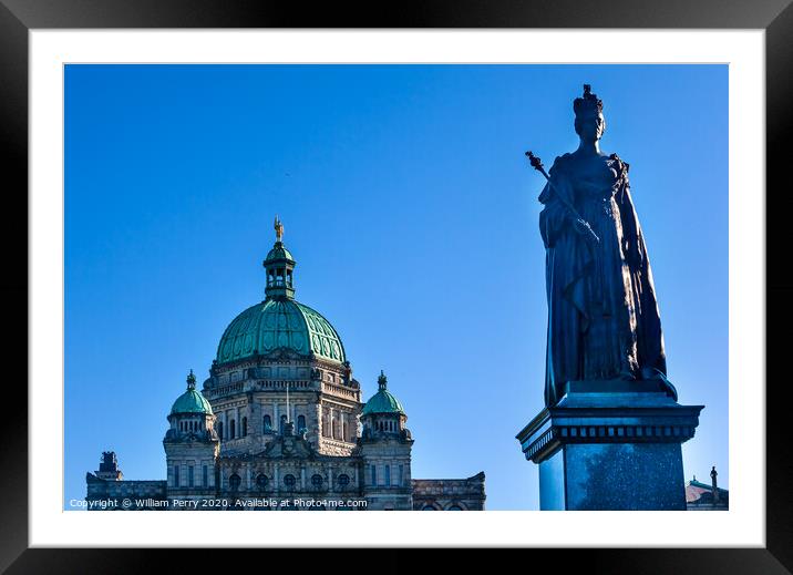 Provincial Capital Legislative Buildiing Queen Statue Victoria Victoria Canada Framed Mounted Print by William Perry