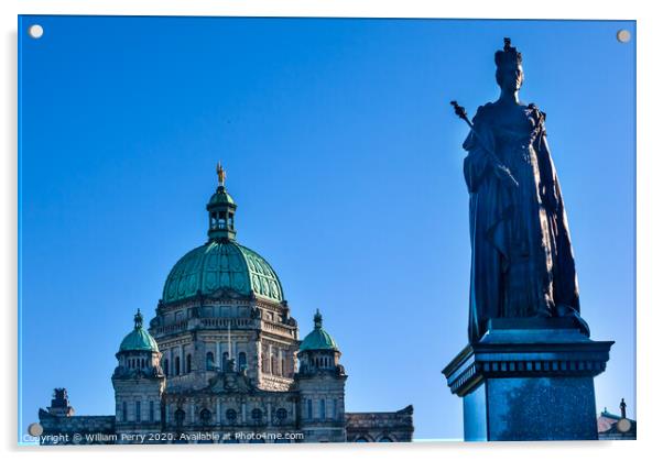 Provincial Capital Legislative Buildiing Queen Statue Victoria Victoria Canada Acrylic by William Perry