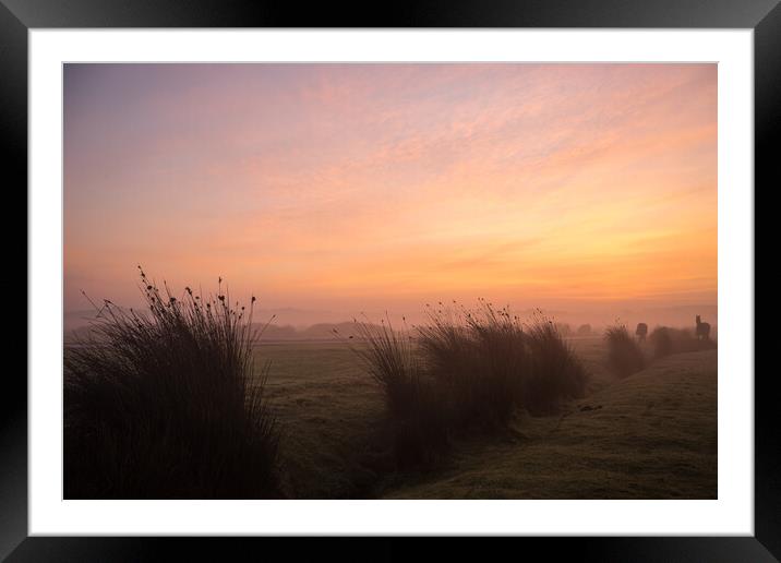Misty sunrise on Northam Burrows Framed Mounted Print by Tony Twyman