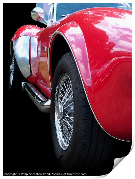 Red Vintage AC Cobra Sports Car  Print by Philip Openshaw