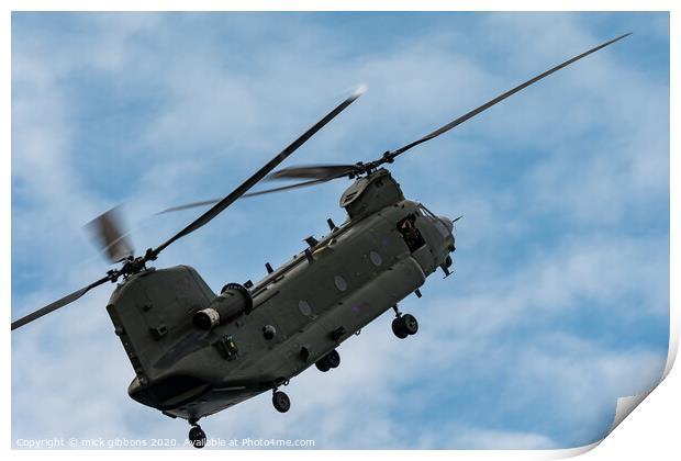 The Chinook aircraft Bournemouth Air show. Print by mick gibbons