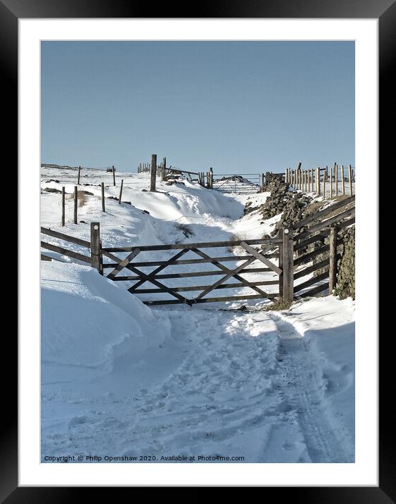 snow on the lane Framed Mounted Print by Philip Openshaw