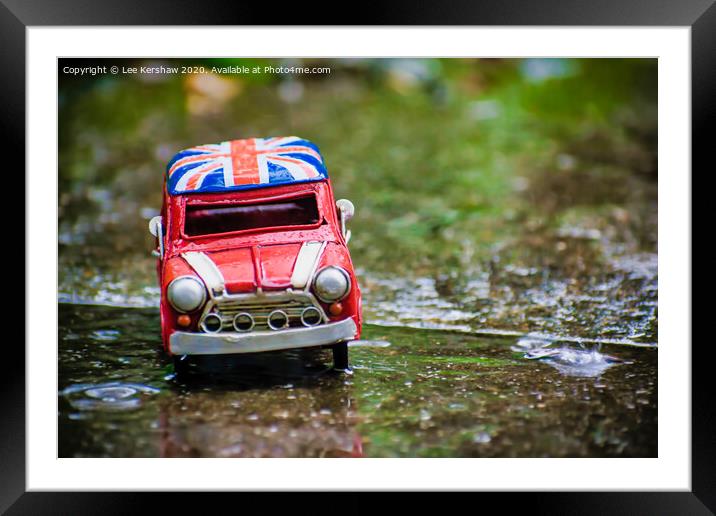 Mini in the Rain Framed Mounted Print by Lee Kershaw