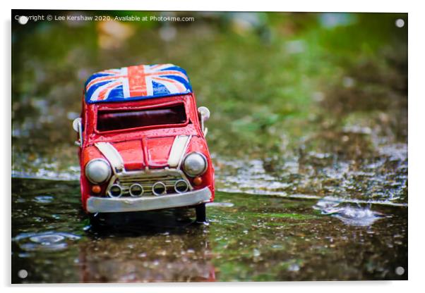 Mini in the Rain Acrylic by Lee Kershaw