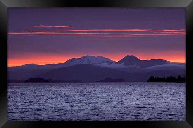 Lake Taupo Sunset Framed Print by Ashley Chaplin
