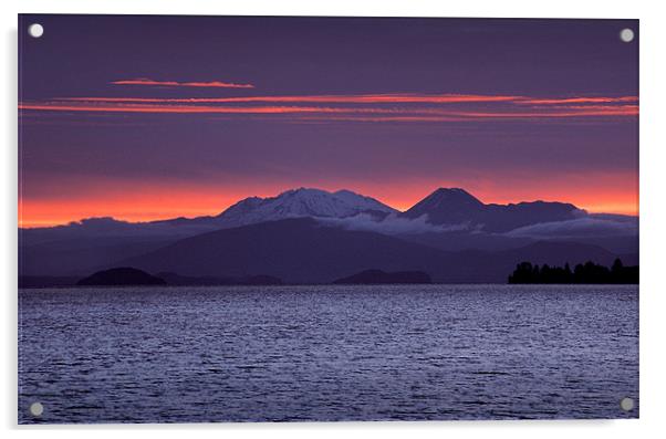 Lake Taupo Sunset Acrylic by Ashley Chaplin