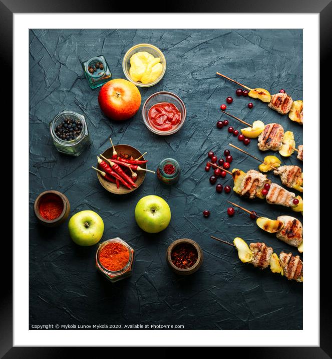 Turkey skewer with apple Framed Mounted Print by Mykola Lunov Mykola
