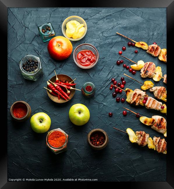 Turkey skewer with apple Framed Print by Mykola Lunov Mykola