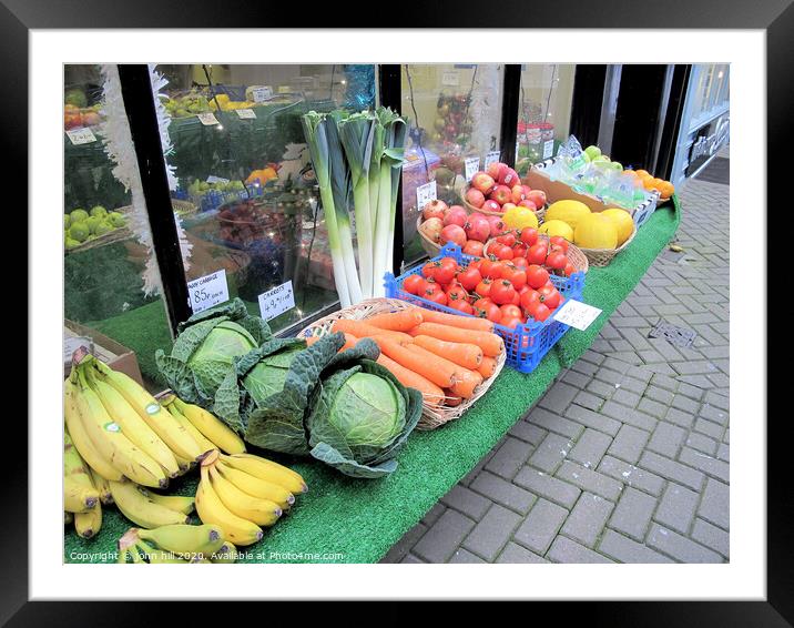 Vegetables on display at Scarborough in Yorkshire. Framed Mounted Print by john hill