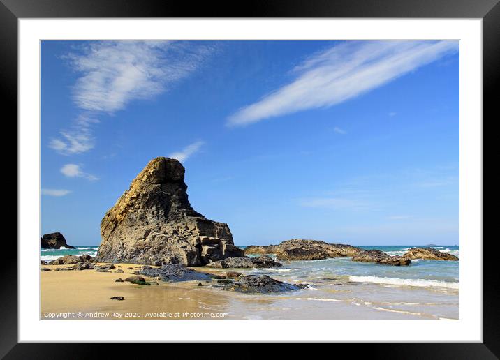 Rocks at Porthcothan Framed Mounted Print by Andrew Ray