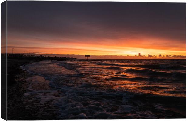 Serene Dawn Over Littlehampton Beach Canvas Print by Mel RJ Smith