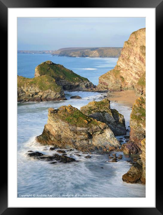 Zacry's Islands (Watergate Bay) Framed Mounted Print by Andrew Ray