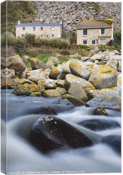Cottages at Lamorna Canvas Print by Andrew Ray