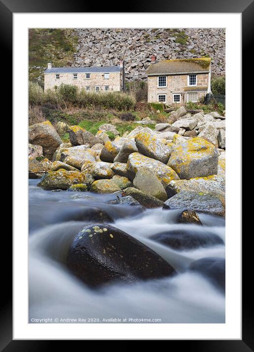 Cottages at Lamorna Framed Mounted Print by Andrew Ray