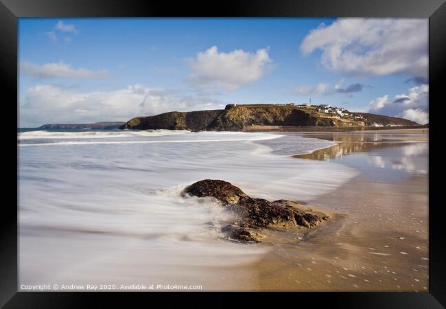 Low tide Portreath Framed Print by Andrew Ray