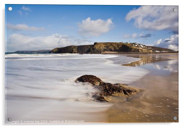 Low tide Portreath Acrylic by Andrew Ray