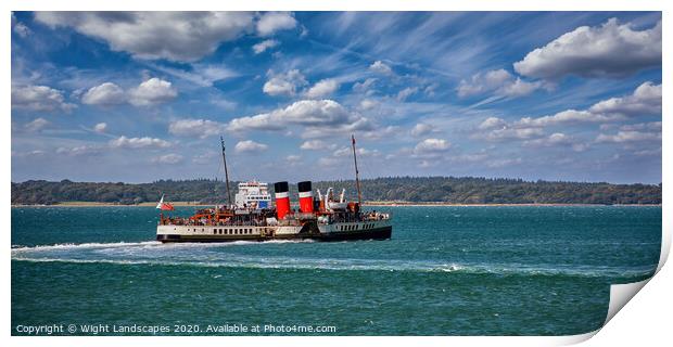 PS Waverley In The Solent Print by Wight Landscapes
