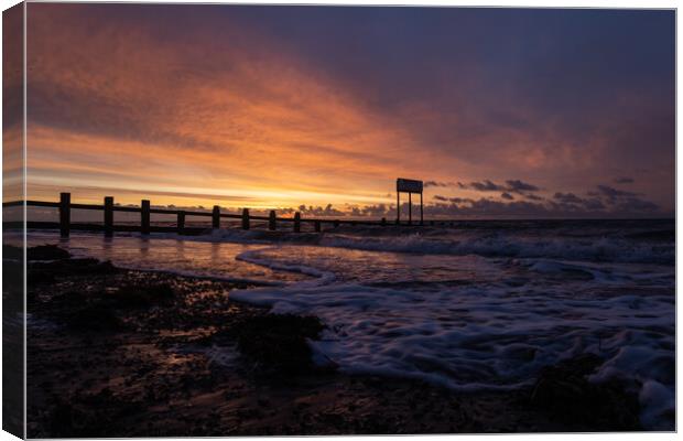 "Autumn Sunrise Embraces Littlehampton's Coastal M Canvas Print by Mel RJ Smith