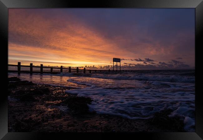 "Autumn Sunrise Embraces Littlehampton's Coastal M Framed Print by Mel RJ Smith