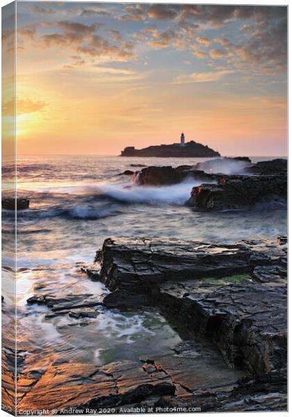 Godrevy Island at sunset Canvas Print by Andrew Ray
