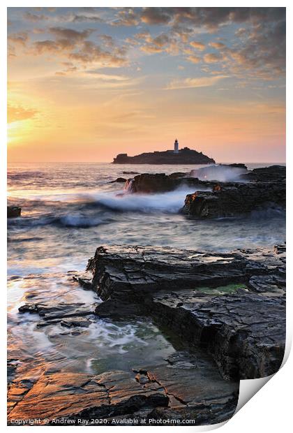 Godrevy Island at sunset Print by Andrew Ray