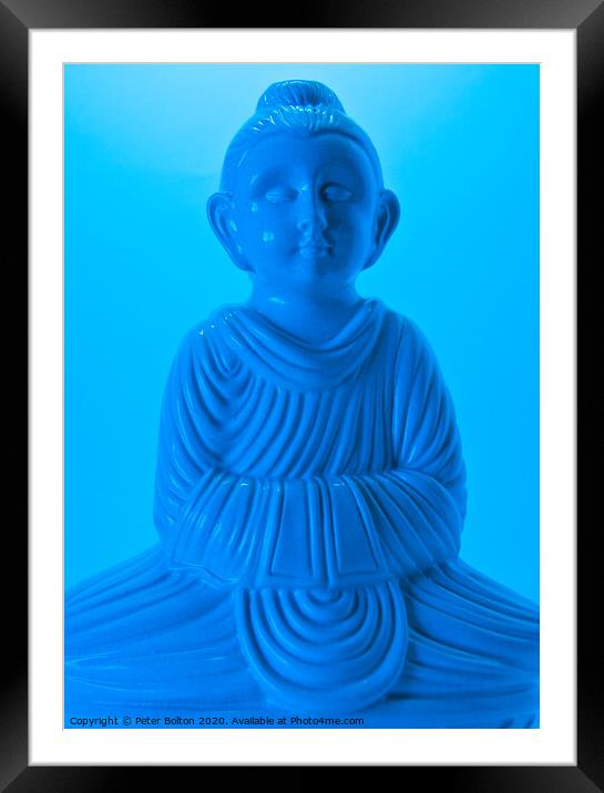 Abstract blue Buddha  Framed Mounted Print by Peter Bolton