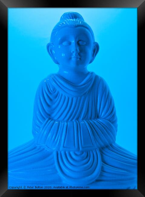 Abstract blue Buddha  Framed Print by Peter Bolton