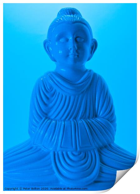 Abstract blue Buddha  Print by Peter Bolton