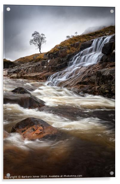Glen Etive Waterfalls and River Scotland Acrylic by Barbara Jones