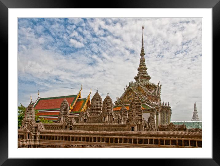 Temple buildings at The Grand Palace, Bangkok, Thailand. Framed Mounted Print by Peter Bolton