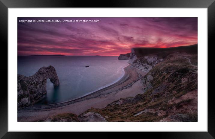 Durdle Dor Sunset, Dorset Framed Mounted Print by Derek Daniel