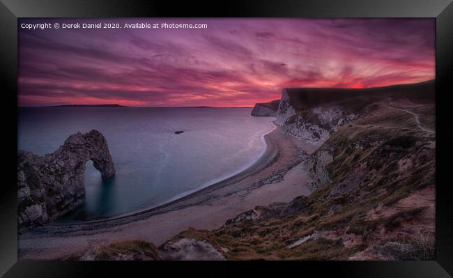 Durdle Dor Sunset, Dorset Framed Print by Derek Daniel