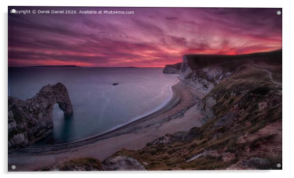 Durdle Dor Sunset, Dorset Acrylic by Derek Daniel
