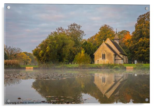 "Serenity Reflected: St. Leonards Church in Hartle Acrylic by Mel RJ Smith