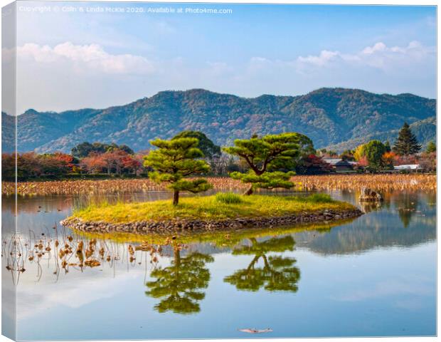 Kikuga-shima Island in Osawa Pond, Daikaku-ji Temp Canvas Print by Colin & Linda McKie