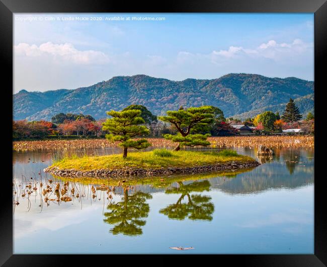 Kikuga-shima Island in Osawa Pond, Daikaku-ji Temp Framed Print by Colin & Linda McKie