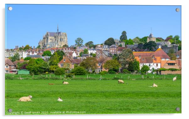 Arundel town & cathedral Acrylic by Geoff Smith