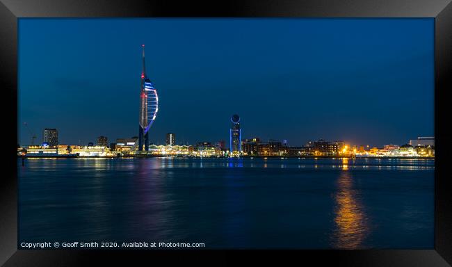 Night view of Portsmouth Framed Print by Geoff Smith