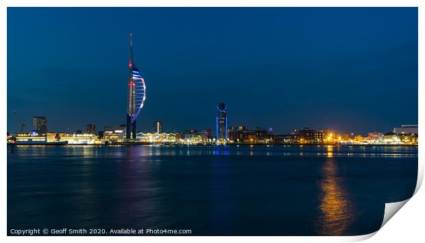 Night view of Portsmouth Print by Geoff Smith