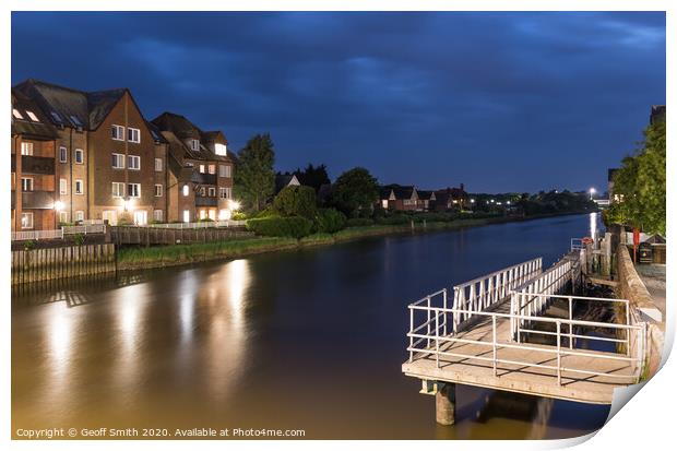 River in Arundel at night Print by Geoff Smith
