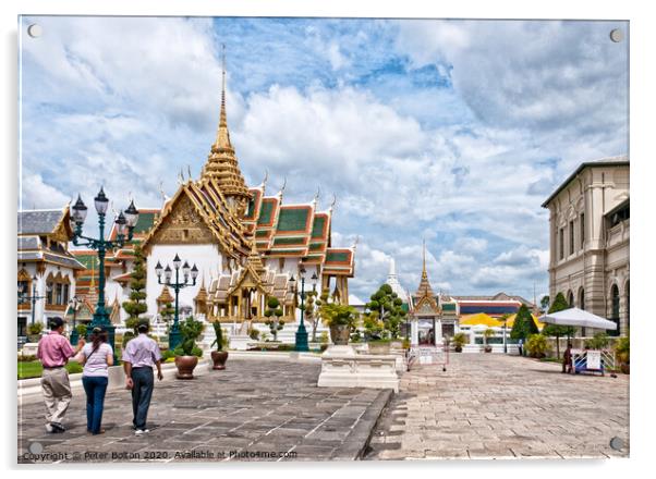 A main thoroughfare at the Grand Palace in Bangkok, Thailand.  Acrylic by Peter Bolton