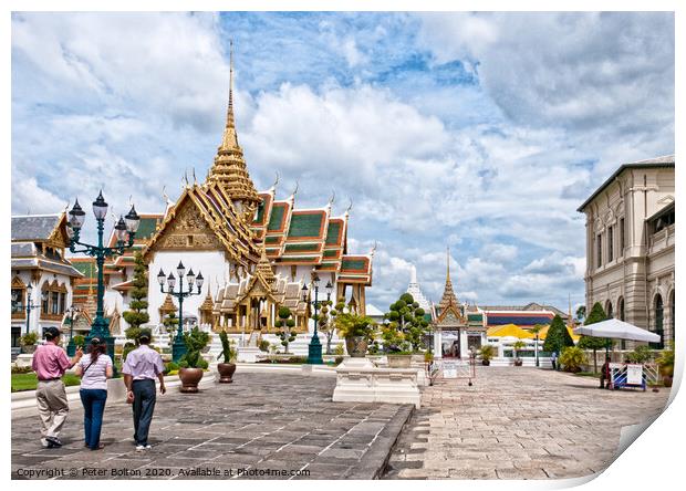 A main thoroughfare at the Grand Palace in Bangkok, Thailand.  Print by Peter Bolton