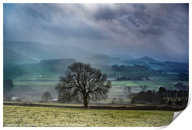 Misty morning, Grassington. Yorkshire Dales. Print by Chris North