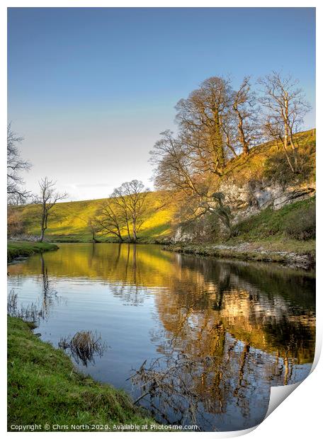 A bend in the river Wharfe, near Burnsall. Print by Chris North