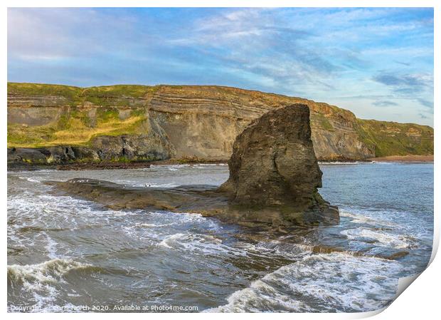 Black Nab sea stack, near Whitby North Yorkshire. Print by Chris North
