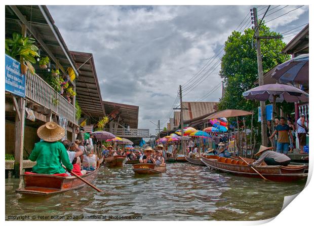 A floating market in Bangkok, Thailand. Print by Peter Bolton