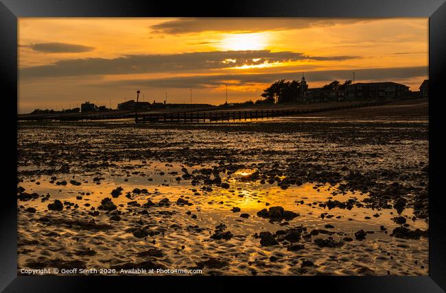Sunset on Rustington Beach Framed Print by Geoff Smith