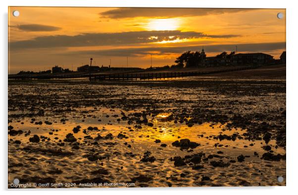 Sunset on Rustington Beach Acrylic by Geoff Smith