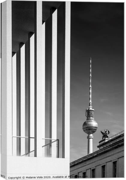 BERLIN Television Tower & Museum Island | Monochrome Canvas Print by Melanie Viola